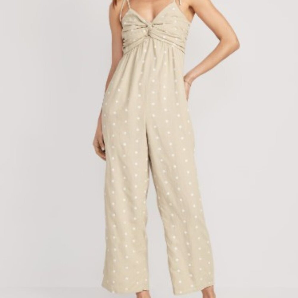 Old Navy Jumpsuit Womens M Polka Dot Festival Beachy Coverup Preppy Babydoll
